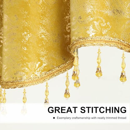 Leeva Yellow Floral Scalloped Rod Pocket Window Valance, 52 x 18, 1 Panel - color: Yellow