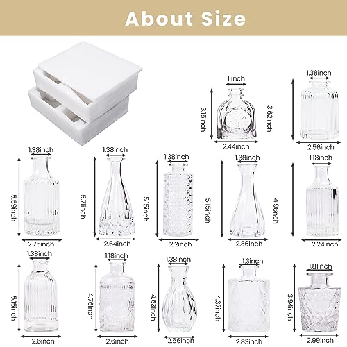TBWIND Clear Glass Bud Vases Set of 12, Small Vases for Centerpieces - color: Clear-12pcs, size: 12Pcs