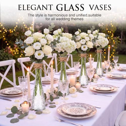 Set of 18 Clear Glass Bud Vases for Centerpiece, Water Ripple - color: Clear, size: Water Ripple