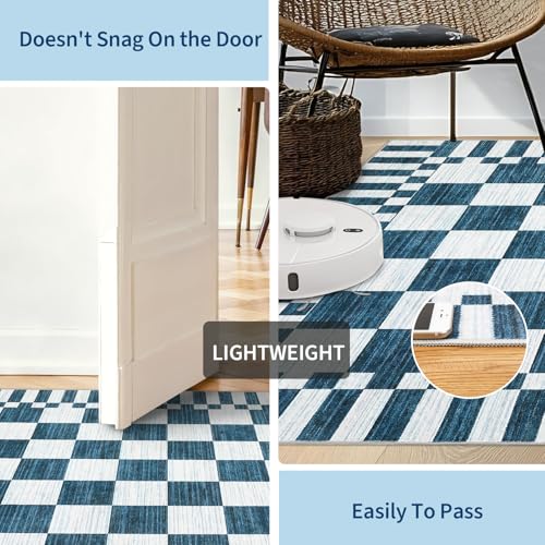 Garvee 5x7 Area Rugs Checkered Washable Rugs Living Room - color: Modern Plaid - Blue, size: 5' x 7' (Rectangular)