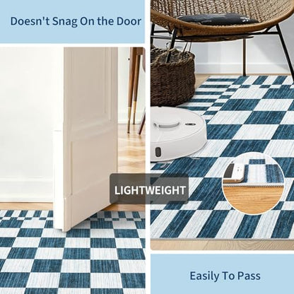 Garvee 5x7 Area Rugs Checkered Washable Rugs Living Room - color: Modern Plaid - Blue, size: 5' x 7' (Rectangular)