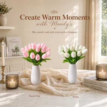 Mandy's 20 Stems Peach Pink Artificial Tulip Flowers for Home Centerpieces - color: Peach Pink 20pcs