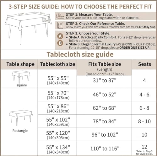 Nordic Beige Linen Tablecloth, Heavy-Duty Rectangle Cover - color: Beige Hh, size: 55"x86"fits 6-8 seats (table length 62"-68")
