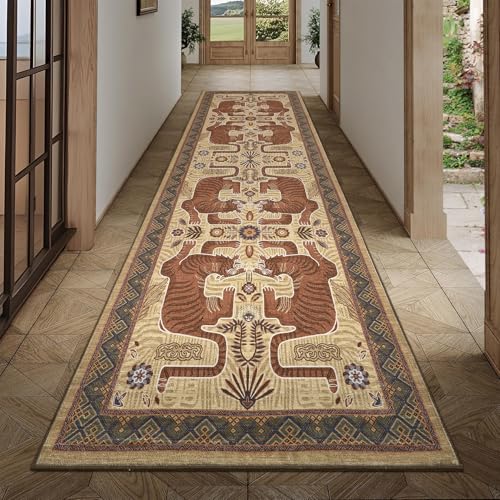 GarveeHome Tiger Print 2.5'x8' Washable Non Slip Runner Boho Hallways Rugs - color: Camel, size: 2'6" x 8' (Rectangular)