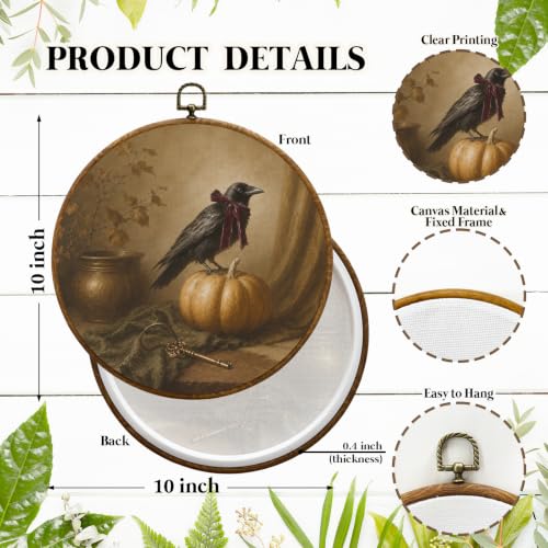 JUIOEIU Moody Fall Halloween Raven Pumpkin Round Wall Decor 993 - color: Crow Pumpkin