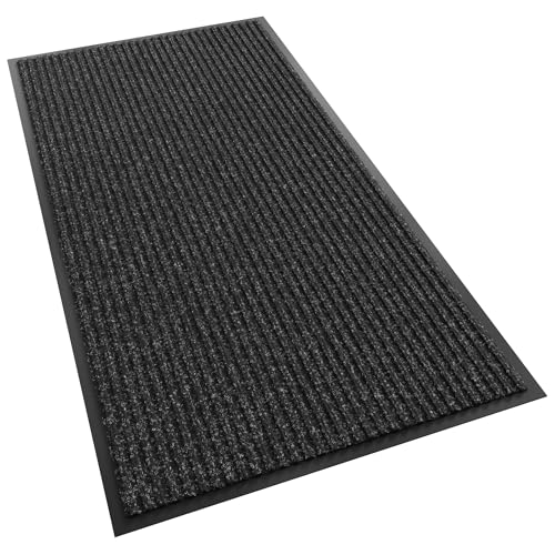 Front Door Mat, 48" x 24" Heavy Duty Indoor Outdoor Doormat - color: Black Stripe, size: 2' x 4' (Rectangular)