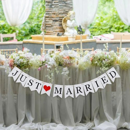 Complete Wedding Decoration Set - Mr & Mrs Sign with Just Married Banner, Gold Cake Cutting Set, 13ft Eucalyptus Rose Garland and 200 Pcs Ivory Petals for Aisle Scatter & Table Centerpieces