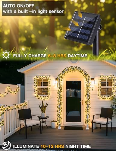suddus Solar Ivy String Lights, 33ft 100 LED Vines with Lights Warm White - color: Ivy, size: 33Ft*1pack