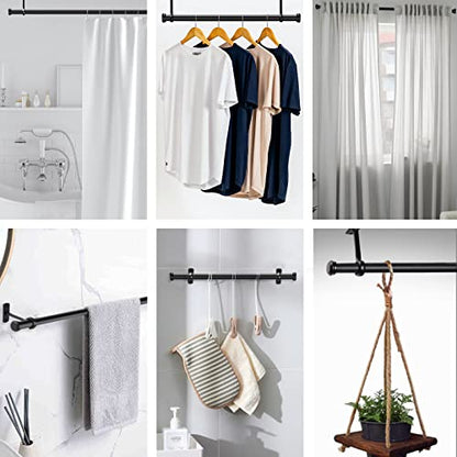 Rose Home Fashion 1” Heavy Duty Adjustable Curtain Rod, 28-48 inch, Black - size: 28" to 48"