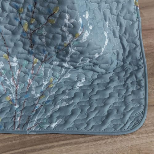 Exclusivo Mezcla 60"x 80" Boho Quilted Throw Blanket, Blue Quilt Throw - color: Floral Blue, size: 60 x 80 inch