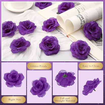 Yunlly 100 Pcs Artificial Flower for Wedding, Purple - color: Purple