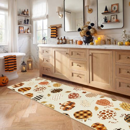 2.5x8 Beige Halloween Fall Pumpkin Hallway Runner Rug for Kitchen Entryway - color: Beige2 - Pumpkin, size: 2'6" x 8' (Rectangular)
