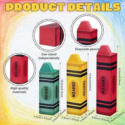 GlikCeil 3 Pcs Back to School Table Decoration Crayon Classroom Decor - style: Crayon