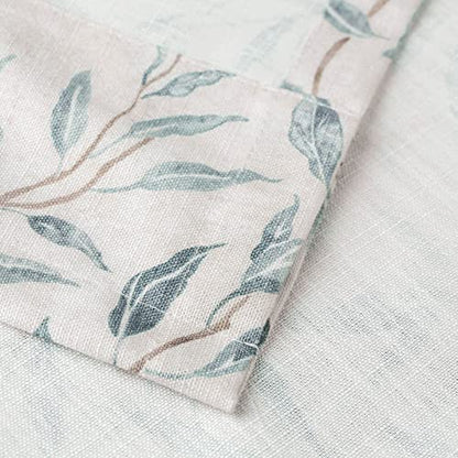 VOGOL Tier Curtains 30 Inch Length, Cute Leaves Print Valances Curtain Privacy Half Window Tiers for Cafe Farmhouse Living Room Bedroom, 30 x 30, 2 Panels - color: Blue, size: 30"W x 30"L (Pack of 2)