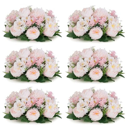 Flower Balls Centerpieces for Tables: Pink Silk Rose, 6Pcs - color: Pink & Purple, size: 6 PCS