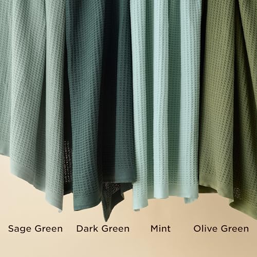 Bedsure 100% Cotton Throw Blanket for Couch, Waffle Weave, Green, 50"X70" - color: 04 Green, size: Throw XL (50" X 70")