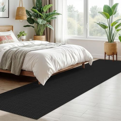 KOZYFLY 2x10 Long Runner Rug, Washable Non Slip Hallway Rug, Black/Grey - color: Black/Charcoal Grey, size: 2' x 10' (Rectangular)