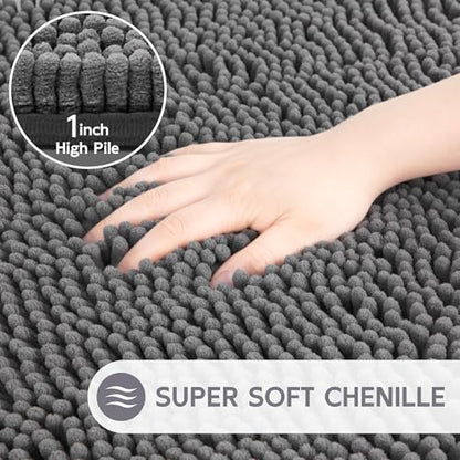 Amyracel Bathroom Rugs Mat 48x72, Thick Soft Quick Dry Absorbent - color: Grey, size: 48" x 72"