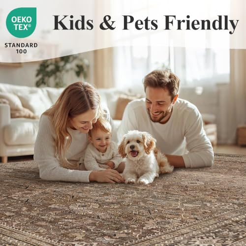 Schweek 6ft Round Rug Brown Washable Non-Slip Circle Area Rugs for Bedroom - color: Brown, size: 6' (Round)
