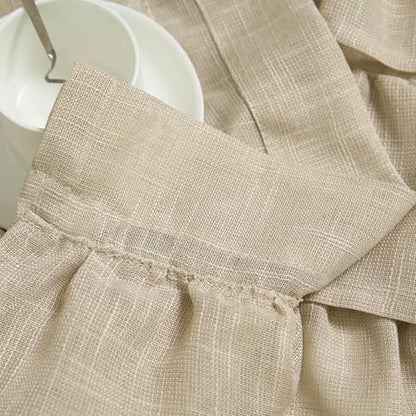 jinchan Ruffled Window Valance Curtain, 18 Inch, 1 Panel, Warm Beige - color: 3-tier Ruffle | Warm Beige, size: 50"W x 18"L (Pack of 1)