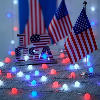 JMEXSUSS 33ft 100 LED Red White and Blue Lights Battery Operated - color: Red White Blue, size: 100 LED Battery