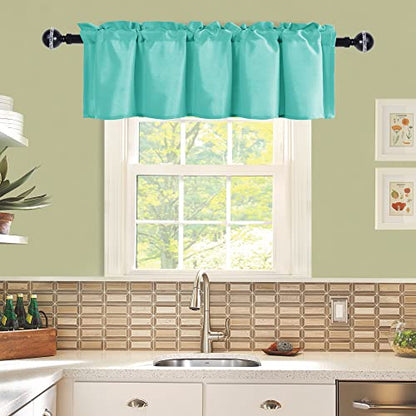JIUZHEN Aqua Valance Curtains for Window 1 Panel, 60 x 18 Inches - color: Aqua, size: 60"W x 18"L (Pack of 1)