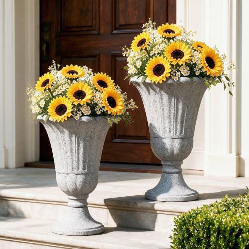 NicBex 24" Tall Urn Planters for Outdoor Plants Set of 2 - Grey Petal - color: Light Grey