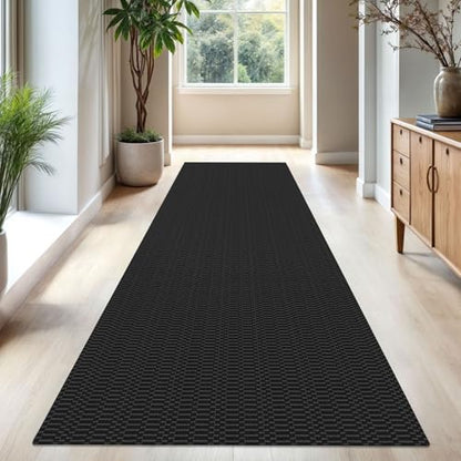 KOZYFLY 3x10 Long Runner Rug, Washable Non Slip Hallway Rug, Black/Grey - color: Black/Charcoal Grey, size: 3' x 10' (Rectangular)