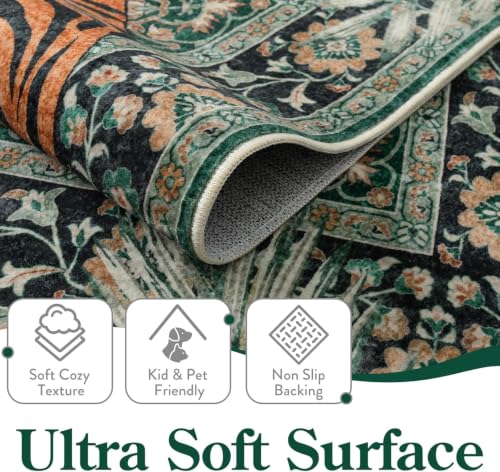 Moynesa 2'6"x8' Runner Rug for Hallway, Washable Green Boho Tiger Runner - color: Green, size: 2'6" x 8' (Rectangular)