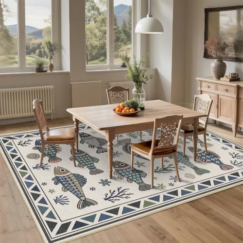 Fish Ocean Area Rug 5x7 for Living Room Coastal Rugs Low Pile Soft Non Slip - color: Fish, size: 5'x7' (Rectangular)