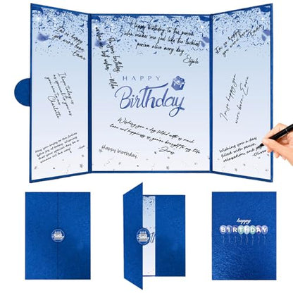 Crenics Blue Birthday Guest Sign in Book Alternative 18" x 12" - color: Blue