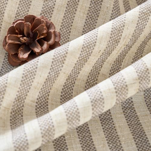 Vangao Linen Striped Curtains for Living Room Bedroom Farmhouse - color: Boxter Striped| Taupe Grey on Beige, size: 50"W x 63"L (Pack of 2)