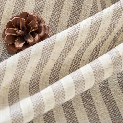 Vangao Linen Striped Curtains for Living Room Bedroom Farmhouse - color: Boxter Striped| Taupe Grey on Beige, size: 50"W x 63"L (Pack of 2)