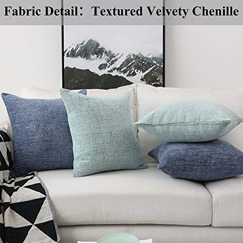 Home Brilliant Large Throw Pillow Covers Set of 2 Chenille Velvet Decorative Pillow Covers for Patio Decorations, 66x66cm (26inch), Teal - color: Teal, size: 26" x 26" (Pack of 2)