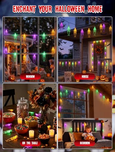 8.5FT Halloween String Lights Plug in with 10 LED Dropping Skeleton Lights - color: Dropping Skeleton Lights