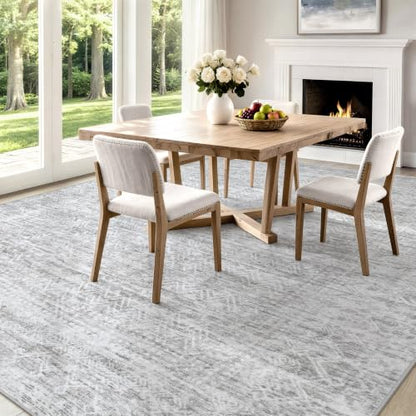 9x12 Area Rugs, Grey Washable Geometric Boho Rug for Living Room, Bedroom - color: Grey, size: 9' x 12' (Rectangular)