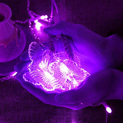 Butterfly Curtain Lights, 13ft 96 LED USB Window Fairy Lights 16 Butterflies 8 Modes Firefly Twinkle Timer String Lights with Remote for Room Bedroom Wall Ceiling Party Wedding Christmas - color: Purple, size: 13ft