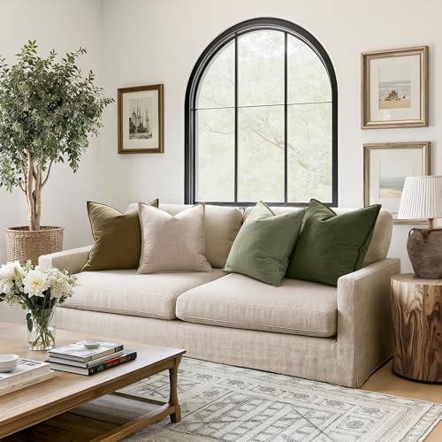 MIULEE Green and White Boho Linen Pillow Covers 18x18 Inch Pack of 4 - color: Green and White, size: 18" x 18" (Pack of 4)
