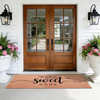 Home Sweet Home Long Doormat for Double Door Entrance, 24x59 Inch