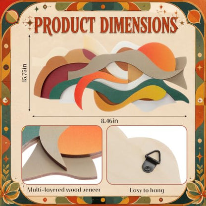 Mifoci Mid Century Modern Wood Wall Art, Abstract Wall Decor, Horizontal - style: Horizontal Style