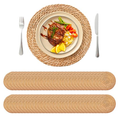 13.8'' Round Woven Placemats Set of 60, Boho Wicker Chargers, Terrekraft - size: Set of 60
