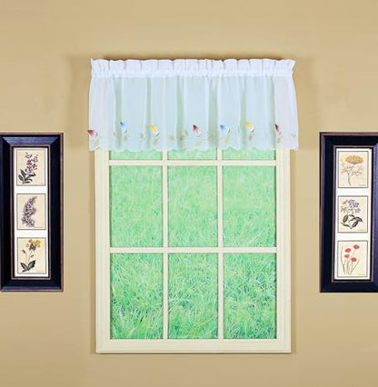 Today's Curtain,Vineyard 3-D Appliqué,Valance 14", White, 60" W x 14" L - color: White, size: 60"W x 14"L (Pack of 1)