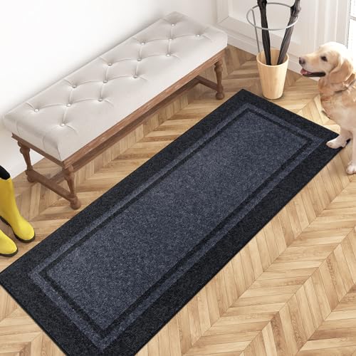 PURRUGS Hallway Runner Rug, 24" x 60", Bluish Grey & Charcoal - color: Bluish Grey & Charcoal, size: 24" X 60"