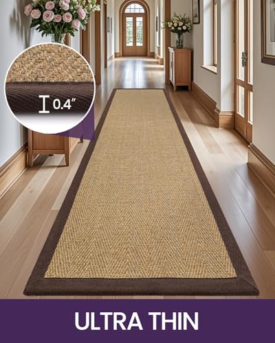 DEXI Jute Runner Rug 3x8, Rug Runners for Hallways, Natural/Brown - color: Natural/Brown, size: 3' x 8' (Runner)