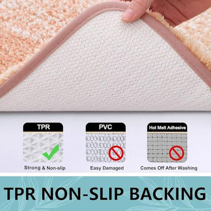 Arotive Microfiber Bathroom Rugs, Shaggy Soft Absorbent Bath Rug, 47x24 - color: Peach, size: 47" X 24"