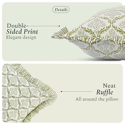 CPC Fern Regal Block Print Ruffle Sham Pillow Cover 14x36 Inch, Pack of 1 - color: Fern Regal, size: 36" x 14" (Pack of 1)