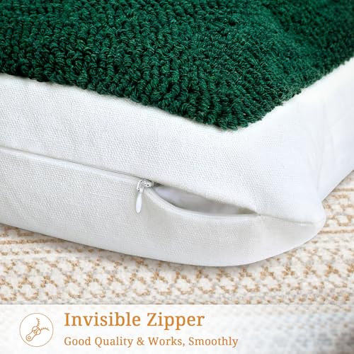 Woven Tufted Boho Throw Pillow Covers 18x18 Inch, Set of 1 - color: Green Botanical Tufted