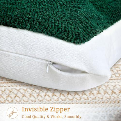 Woven Tufted Boho Throw Pillow Covers 18x18 Inch, Set of 1 - color: Green Botanical Tufted