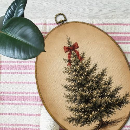 Mcehtle Coquette Red Bow Christmas Pine Tree Wall Art Decor Framed 8.6x11.4 - color: 46