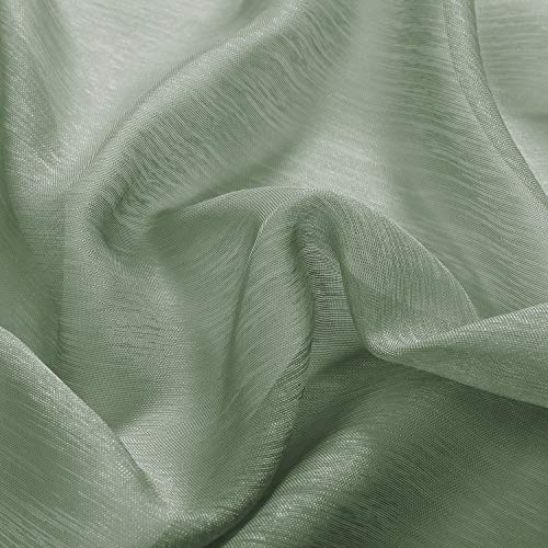DONREN Sage Sheer Curtains 72 Inch Grommet 2 Pieces Faux Linen Voile Drapes Window Textured Sheer Curtains for Living Room Bedroom, 52 W x 72 L Inch Length - color: Sage, size: 52"W x 72"L (Pack of 2)